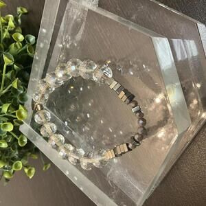 Erimish Clear Faceted beaded bracelet metal accents